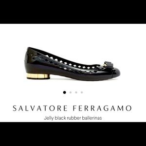 Salvatore Ferragamo Jelly Black Rubber Flats Sz 9